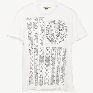 Versace Jeans White Cotton Panther & Geometric-Graphic T-Shirt